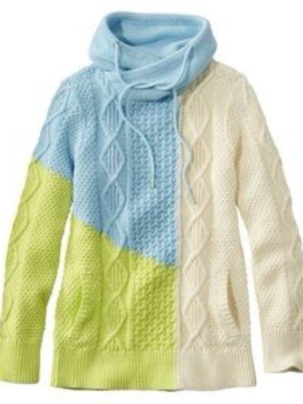 L.L. Bean Cable Knit Large Signature Cotton Funnel Neck Sweater